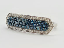 Load image into Gallery viewer, 0432 Vintage: 9ct White Gold Blue &amp; White Diamonds Statement Ring
