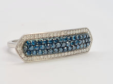 Load image into Gallery viewer, 0432 Vintage: 9ct White Gold Blue &amp; White Diamonds Statement Ring
