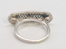 Load image into Gallery viewer, 0432 Vintage: 9ct White Gold Blue &amp; White Diamonds Statement Ring
