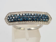 Load image into Gallery viewer, 0432 Vintage: 9ct White Gold Blue &amp; White Diamonds Statement Ring
