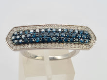 Load image into Gallery viewer, 0432 Vintage: 9ct White Gold Blue &amp; White Diamonds Statement Ring
