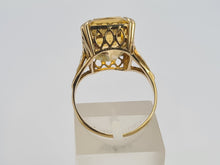 Load image into Gallery viewer, 0464: Vintage: 9ct Gold Amarillo Emerald Cut Citrine Ring- Date-Mark 1966
