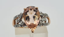 Load image into Gallery viewer, 0438: Vintage: 9ct Rose Gold Pink Morganite 14 Diamonds Ring- Peachy
