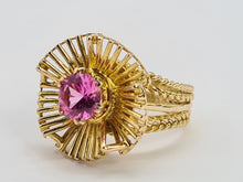 Load image into Gallery viewer, 0526 Vintage: 9ct Gold Pink Sapphire &quot;Sundial&quot; Cocktail Ring- Exceptional piece
