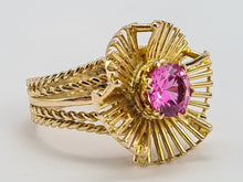 Load image into Gallery viewer, 0526 Vintage: 9ct Gold Pink Sapphire &quot;Sundial&quot; Cocktail Ring- Exceptional piece
