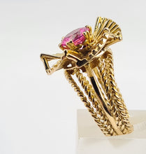 Load image into Gallery viewer, 0526 Vintage: 9ct Gold Pink Sapphire &quot;Sundial&quot; Cocktail Ring- Exceptional piece
