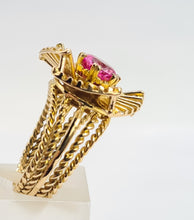 Load image into Gallery viewer, 0526 Vintage: 9ct Gold Pink Sapphire &quot;Sundial&quot; Cocktail Ring- Exceptional piece
