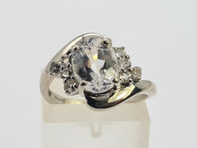 Load image into Gallery viewer, 0250: Vintage: 9ct White Gold Glacier Quartz White Sapphires Cocktail Ring
