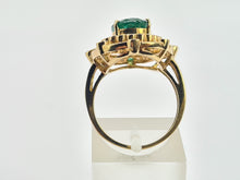 Load image into Gallery viewer, 0403: Vintage: 14ct Gold Emeralds 44 Diamonds Cocktail Ring- rare
