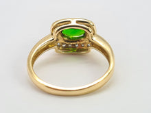 Load image into Gallery viewer, 0413: Vintage: 14ct Gold Green Diopside 16 Diamonds Art Deco Style Dress Ring
