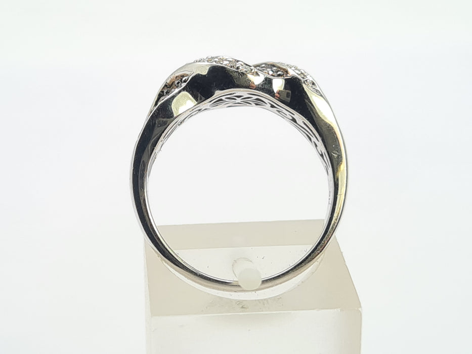 6281 Vintage 9ct White Gold  54 Natural Cognac Diamonds Diamonds Ring