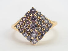 Load image into Gallery viewer, 0467: Vintage 9ct Gold Blue Tanzanites Geometric Cocktail Ring- sumptuous
