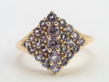 Load image into Gallery viewer, 0467: Vintage 9ct Gold Blue Tanzanites Geometric Cocktail Ring- sumptuous
