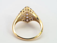 Load image into Gallery viewer, 0467: Vintage 9ct Gold Blue Tanzanites Geometric Cocktail Ring- sumptuous
