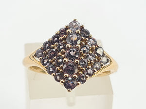 0467: Vintage 9ct Gold Blue Tanzanites Geometric Cocktail Ring- sumptuous