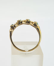 Load image into Gallery viewer, 0251: Vintage: 9ct Gold Emeralds Diamonds Half-Eternity/ Stacker Ring- Classic
