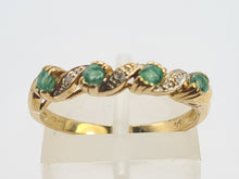 Load image into Gallery viewer, 0251: Vintage: 9ct Gold Emeralds Diamonds Half-Eternity/ Stacker Ring- Classic
