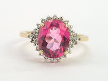 Load image into Gallery viewer, 0644: Vintage: 9ct Gold Pink &amp; Glacier Topaz Cluster Ring- beautifully paired
