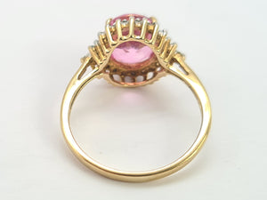 0644: Vintage: 9ct Gold Pink & Glacier Topaz Cluster Ring- beautifully paired