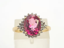 Load image into Gallery viewer, 0644: Vintage: 9ct Gold Pink &amp; Glacier Topaz Cluster Ring- beautifully paired
