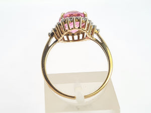 0644: Vintage: 9ct Gold Pink & Glacier Topaz Cluster Ring- beautifully paired