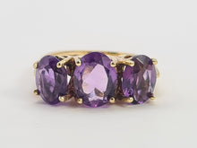 Load image into Gallery viewer, 0647: Vintage: Statement 9ct Gold Violet Amethysts Trilogy- Date-Mark 1974
