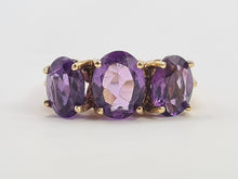 Load image into Gallery viewer, 0647: Vintage: Statement 9ct Gold Violet Amethysts Trilogy- Date-Mark 1974
