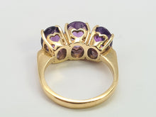 Load image into Gallery viewer, 0647: Vintage: Statement 9ct Gold Violet Amethysts Trilogy- Date-Mark 1974
