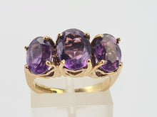 Load image into Gallery viewer, 0647: Vintage: Statement 9ct Gold Violet Amethysts Trilogy- Date-Mark 1974
