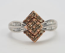 Load image into Gallery viewer, 0708: Vintage: 9ct Pink &amp; White Gold Champagne &amp; White Diamonds Ring- 38 natural, sparkling diamonds
