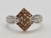 Load image into Gallery viewer, 0708: Vintage: 9ct Pink &amp; White Gold Champagne &amp; White Diamonds Ring- 38 natural, sparkling diamonds
