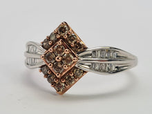 Load image into Gallery viewer, 0708: Vintage: 9ct Pink &amp; White Gold Champagne &amp; White Diamonds Ring- 38 natural, sparkling diamonds
