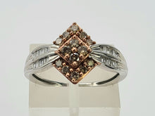 Load image into Gallery viewer, 0708: Vintage: 9ct Pink &amp; White Gold Champagne &amp; White Diamonds Ring- 38 natural, sparkling diamonds
