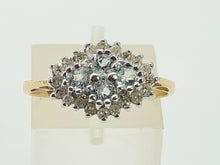 Load image into Gallery viewer, 0722: Vintage: 9ct Gold Blue Topaz Diamonds Cluster Ring- petite, sparkling, beauty
