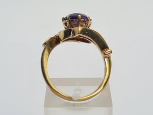 0725: Vintage: Extraordinary 9ct Gol Round Cut Amethyst Ring - Date-Mark 1970