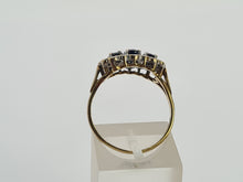 Load image into Gallery viewer, 0730:Vintage: 9ct Gold Australian Blue Sapphires 16 Diamonds Cocktail Ring- Date-Mark 1988
