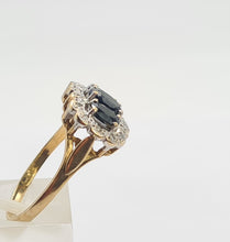 Load image into Gallery viewer, 0730:Vintage: 9ct Gold Australian Blue Sapphires 16 Diamonds Cocktail Ring- Date-Mark 1988
