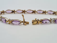 Load image into Gallery viewer, 0745: Vintage: 9ct Gold Lilac Amethysts Diamonds Bracelet (19cm) - luscious
