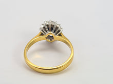 Load image into Gallery viewer, 0105: Vintage: 18ct Gold French Blue Sapphire 14 Diamonds Cluster Ring- Date-Mark 1990
