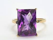 Load image into Gallery viewer, 0656: Vintage: Rare: 9ct Gold Rectangular Cushion Cut Sapphire Diamonds Cocktail Ring&nbsp;
