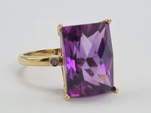 Load image into Gallery viewer, 0656: Vintage: Rare: 9ct Gold Rectangular Cushion Cut Sapphire Diamonds Cocktail Ring&nbsp;
