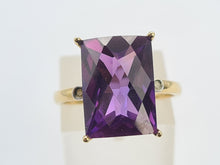 Load image into Gallery viewer, 0656: Vintage: Rare: 9ct Gold Rectangular Cushion Cut Sapphire Diamonds Cocktail Ring&nbsp;
