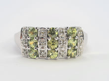 Load image into Gallery viewer, 0666: Vintage: 9ct Gold Peridots Diamonds Ring- gorgeous, sparkling eye candy
