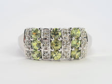 Load image into Gallery viewer, 0666: Vintage: 9ct Gold Peridots Diamonds Ring- gorgeous, sparkling eye candy
