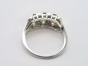 0666: Vintage: 9ct Gold Peridots Diamonds Ring- gorgeous, sparkling eye candy