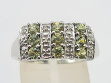 Load image into Gallery viewer, 0666: Vintage: 9ct Gold Peridots Diamonds Ring- gorgeous, sparkling eye candy
