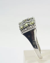 Load image into Gallery viewer, 0666: Vintage: 9ct Gold Peridots Diamonds Ring- gorgeous, sparkling eye candy
