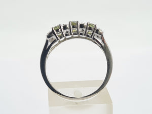 0666: Vintage: 9ct Gold Peridots Diamonds Ring- gorgeous, sparkling eye candy