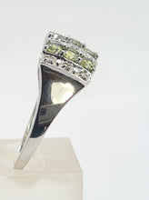 Load image into Gallery viewer, 0666: Vintage: 9ct Gold Peridots Diamonds Ring- gorgeous, sparkling eye candy
