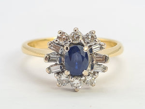 0685: Exceptional 18ct Cornflower Blue Sapphire Diamonds Flower Head Ring- Date Mark 1988